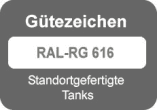 Siegel: Gütezeichen RAL-RG 616 für standortgefertigte Tanks